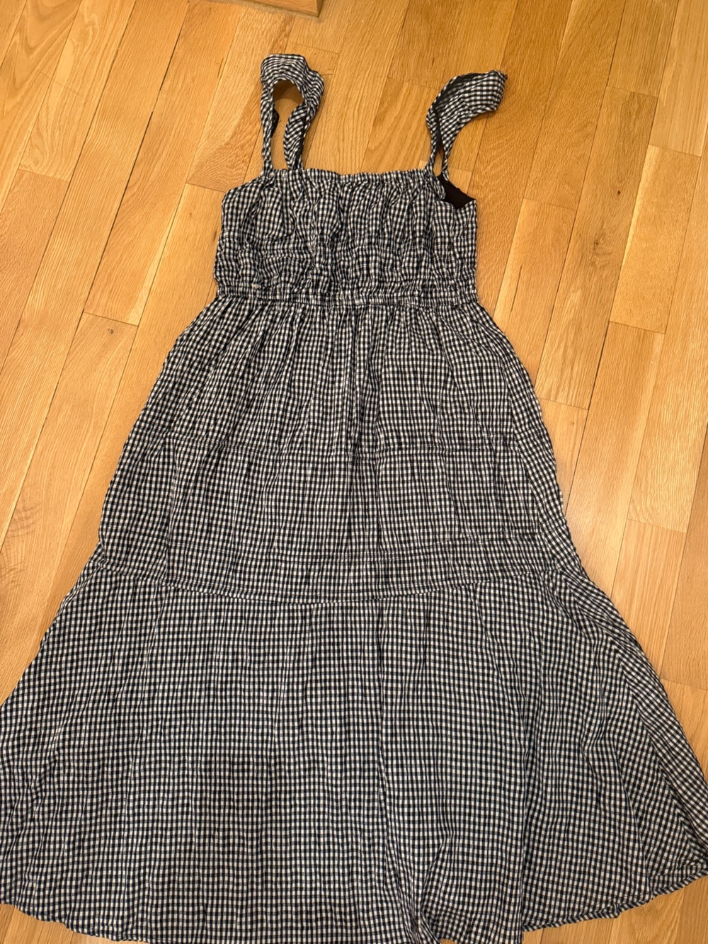 Moon River Black and White Gingham Maxi Dress